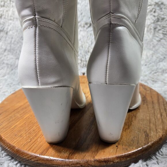 Isnom Women Size 7.5 Knee High Embroidered Chunky Heeled Western Cowgirl Boots - Picture 10 of 14